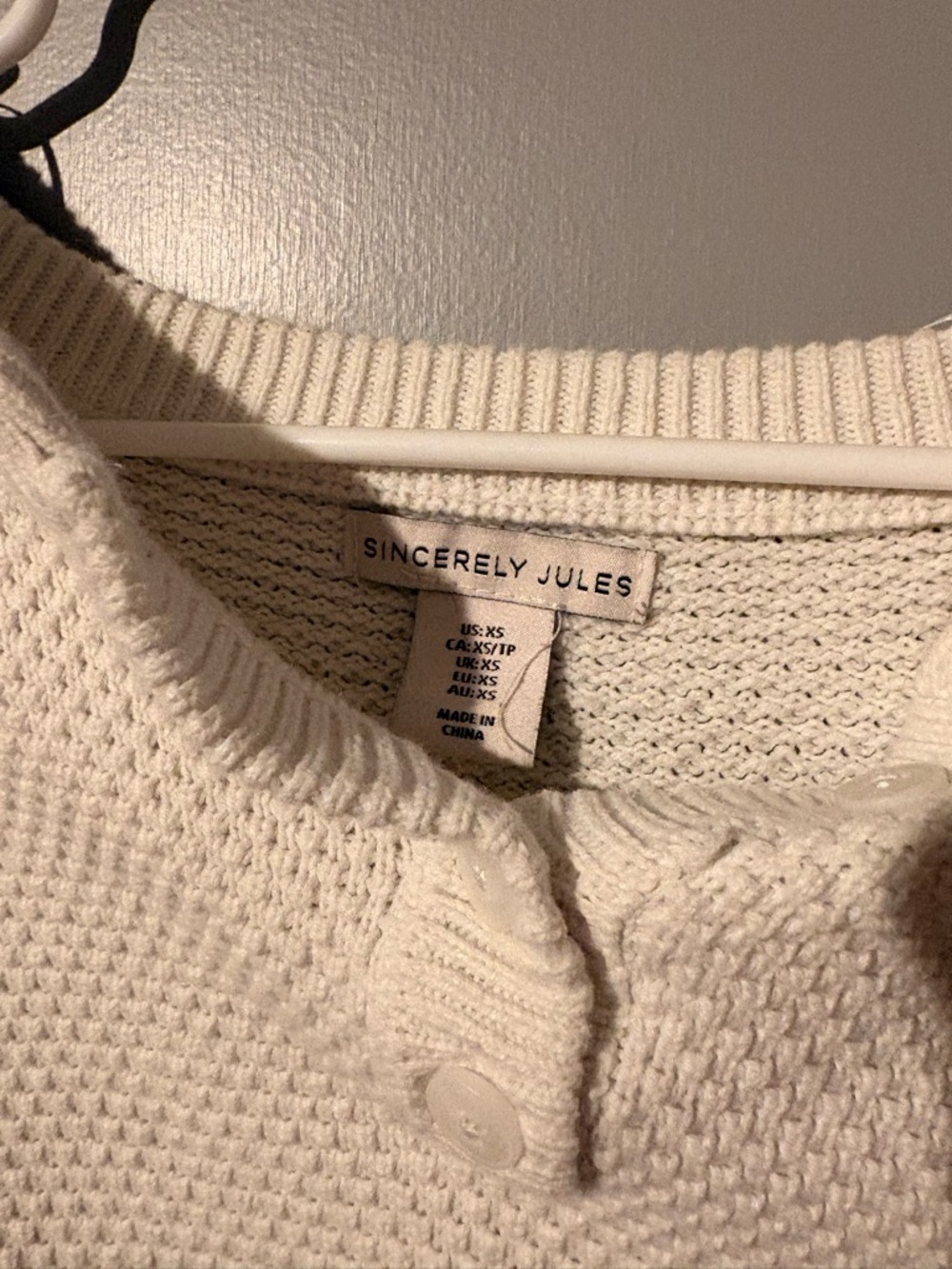 Sincerely Jules Cream Waffle Knit Buttoned Pullover - Picture 2 of 3